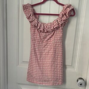 Pink Gingham Ruffle Sundress